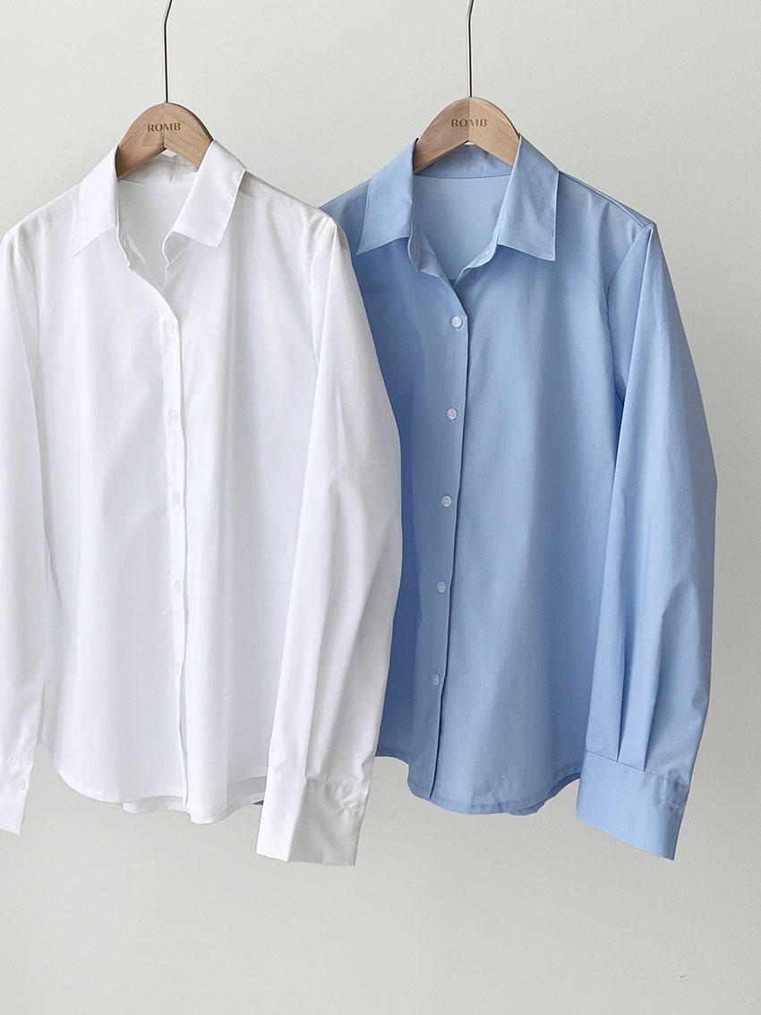 롬브 - 베이직 스판 레귤러핏 소매주름 기본 셔츠 블라우스 남방 GENMA 사계절