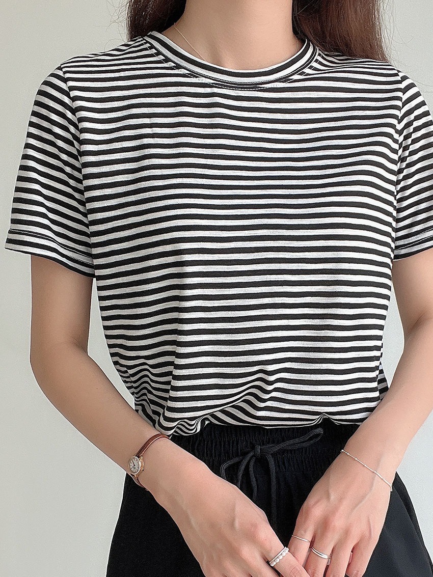 롬브 - 베이직 스트라이프 반팔티 기본 줄무늬 티셔츠 BLICO